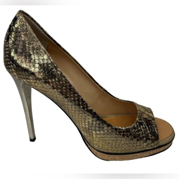 GIUSEPPE ZANOTTI‎ DESIGN Made in Italy 🇮🇹 GENUINE LEATHER Snakeskin Heels 38.5 - Picture 2 of 16